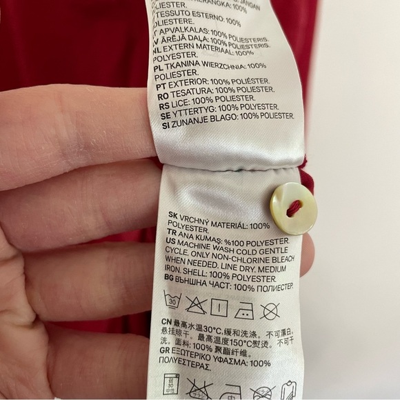 NEW NWT H&M Plus Size Red Pleated V-Neck Long Sleeve Shirt Dress Shift Dress 22 - Picture 11 of 16